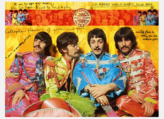 The Beatles in Sgt. Peppers uniforms